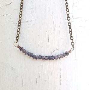 Iolite wire wrapped gemstone necklace